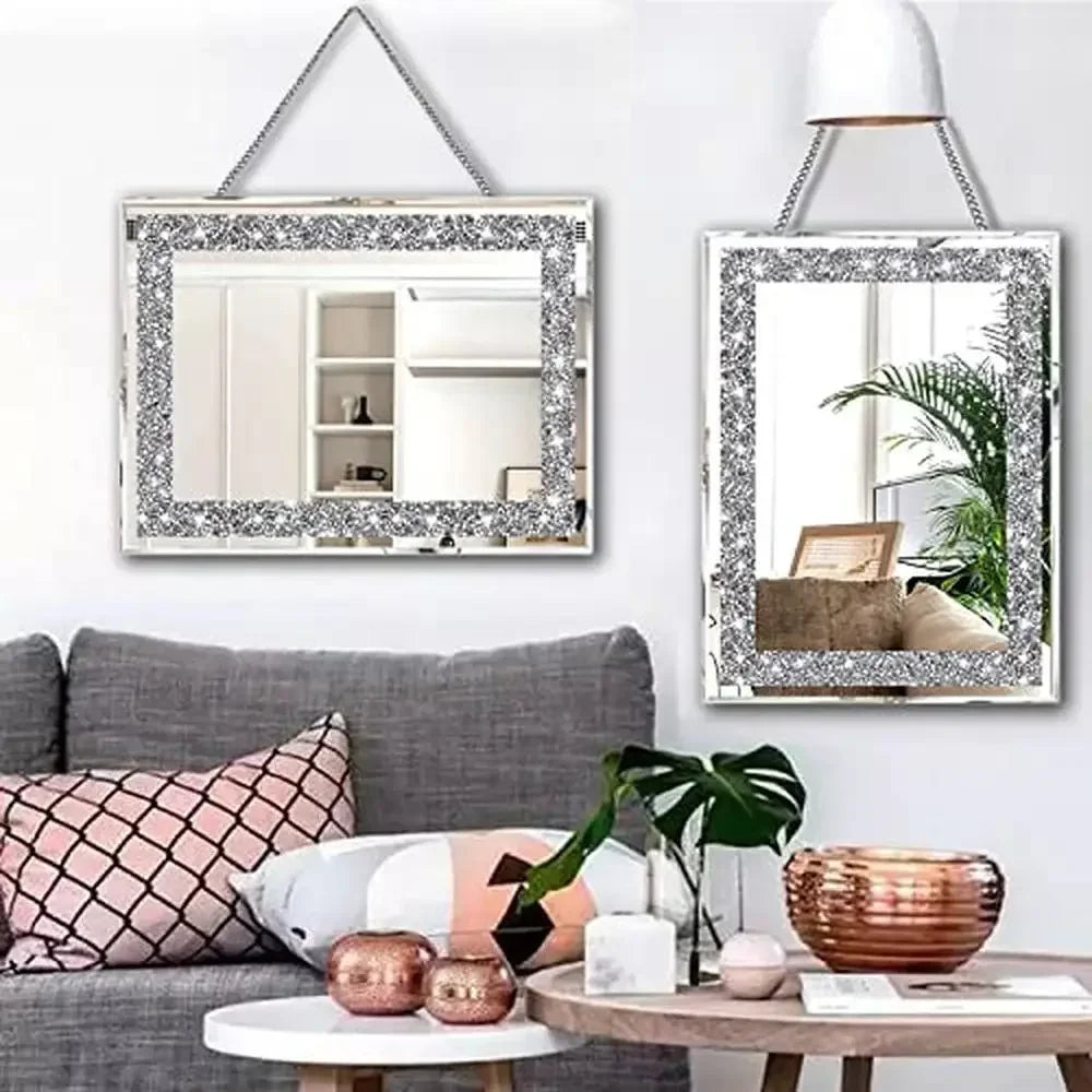 Silver Crush Crystal Diamond Decor Wall Mirrors