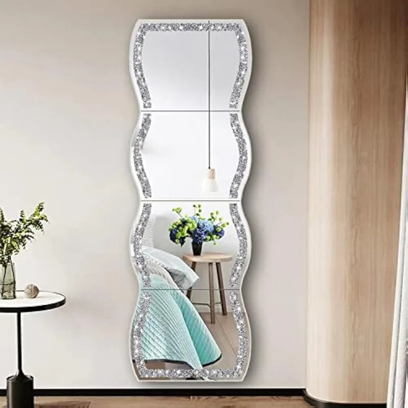 Full Length Wave Irregular Crushed Diamond Pattern Mirror